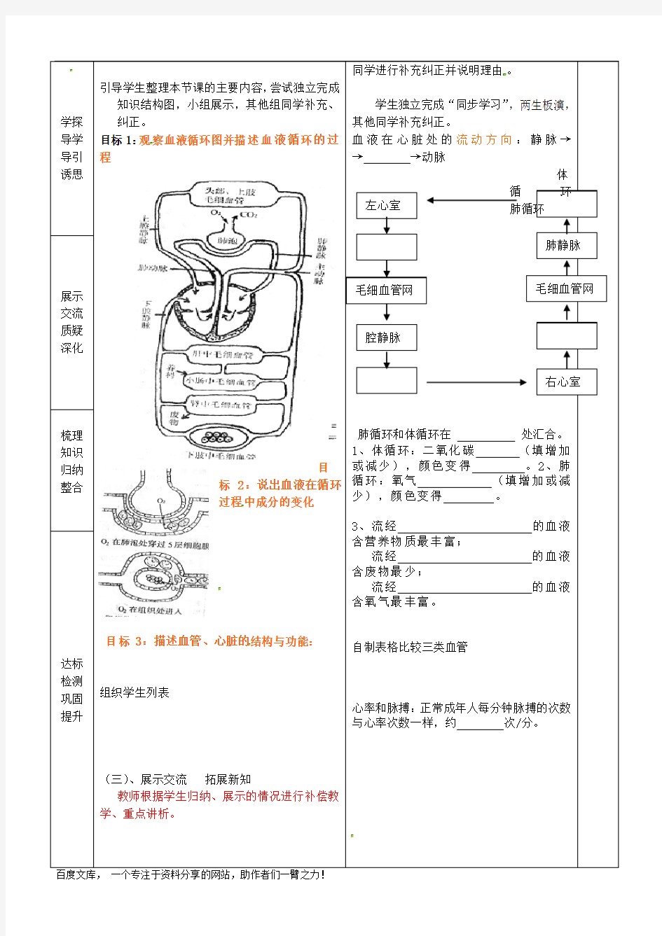 人教初中生物七下《人体内物质的运输》word教案 (3)