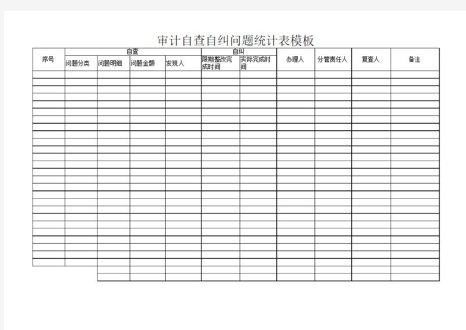 审计自查自纠问题统计表模板