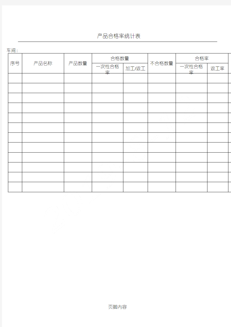 产品合格率统计表格模板