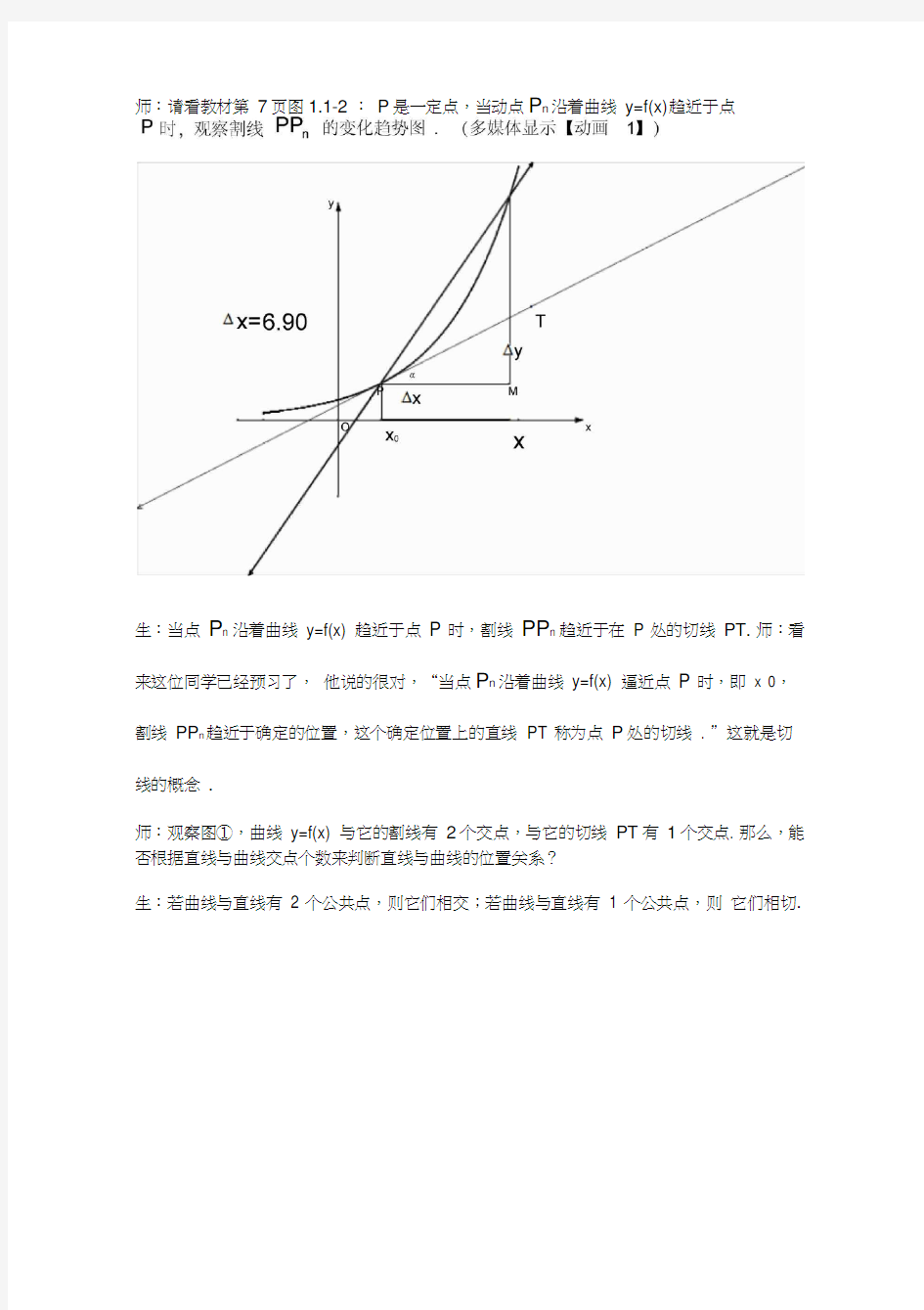 2009年海南省海口市高中数学优质课评选活动参赛课例导数的几何意义