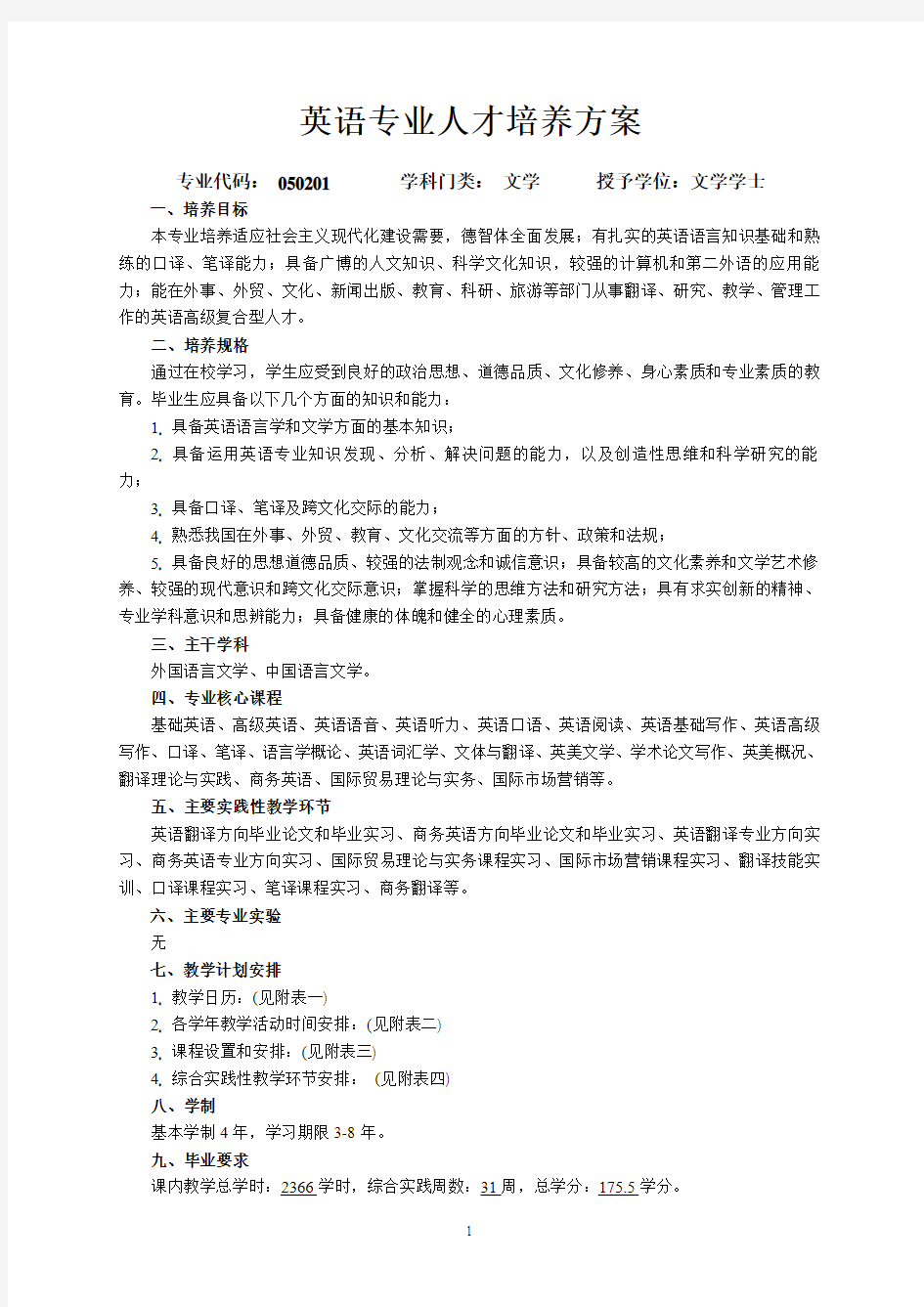 英语专业人才培养方案-广东海洋大学外国语学院