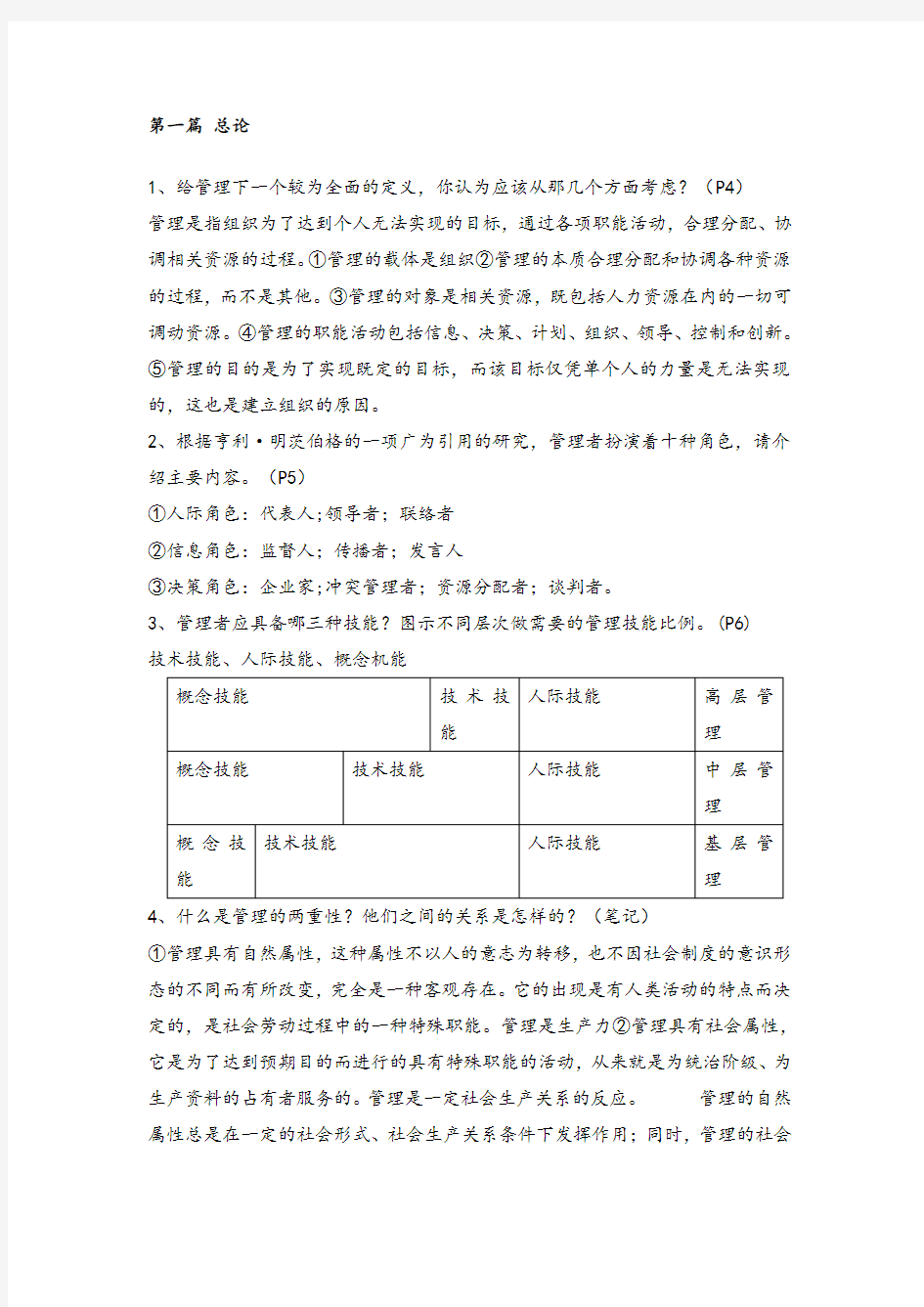 管理学简答题、论述题(1)