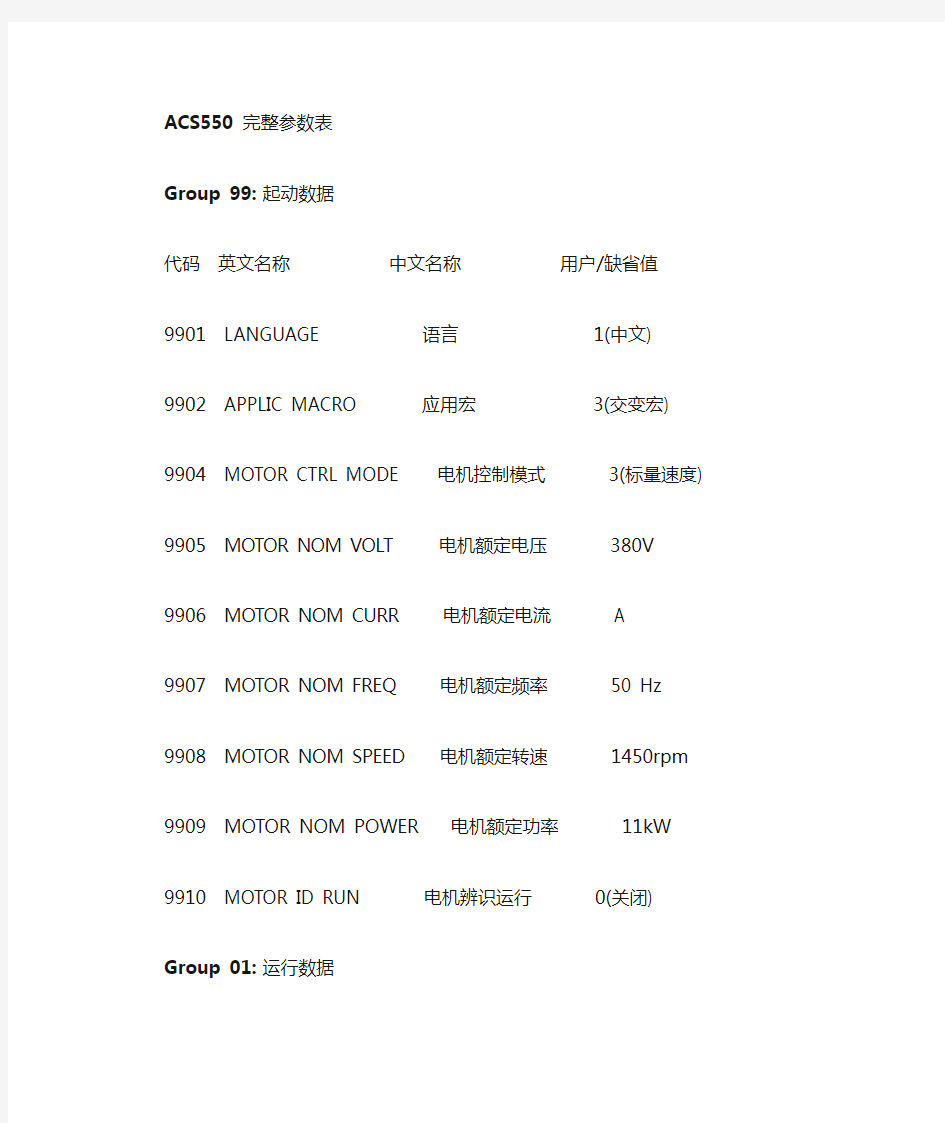 ABB变频器参数设置