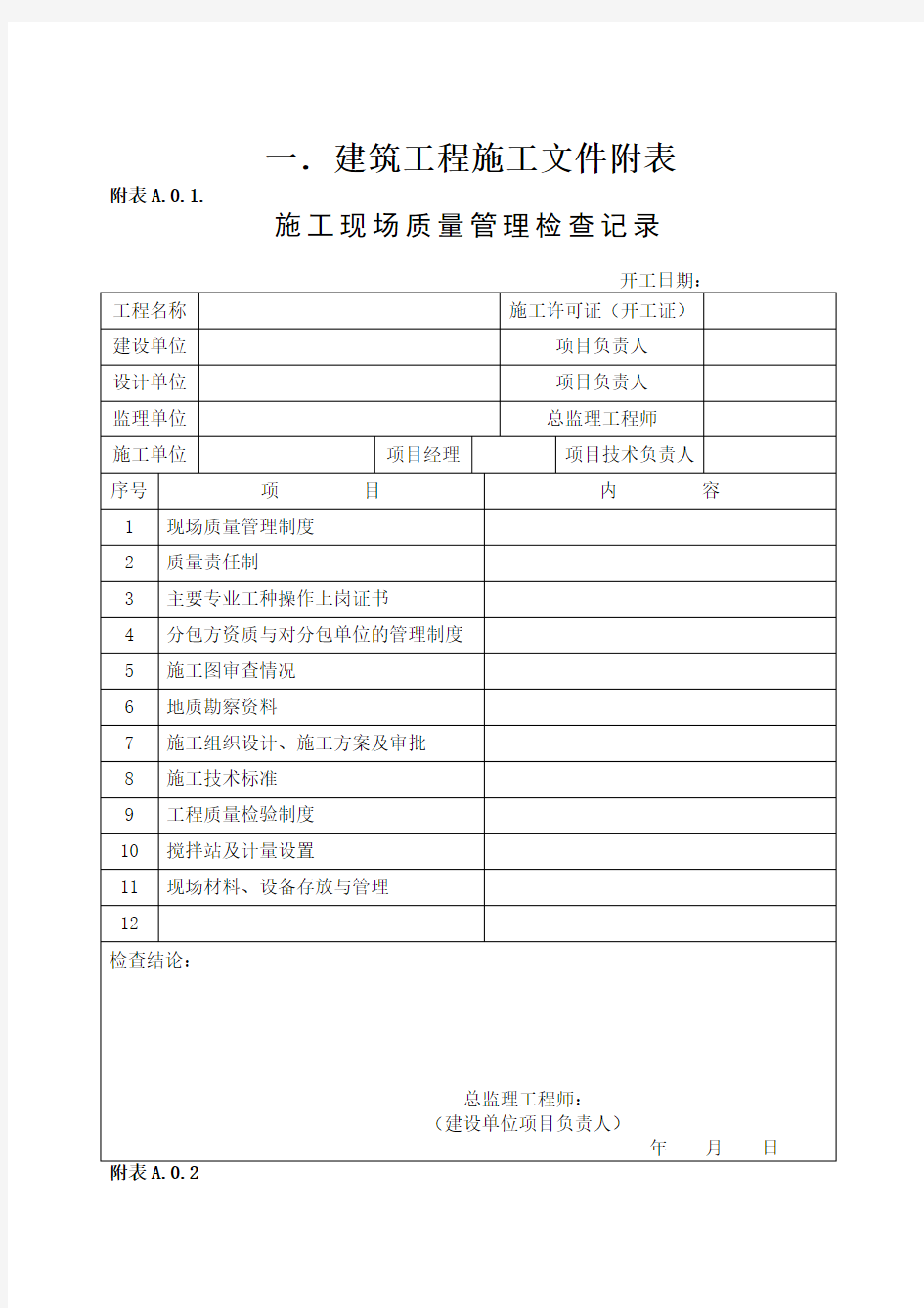 装饰装修资料表格模板大全