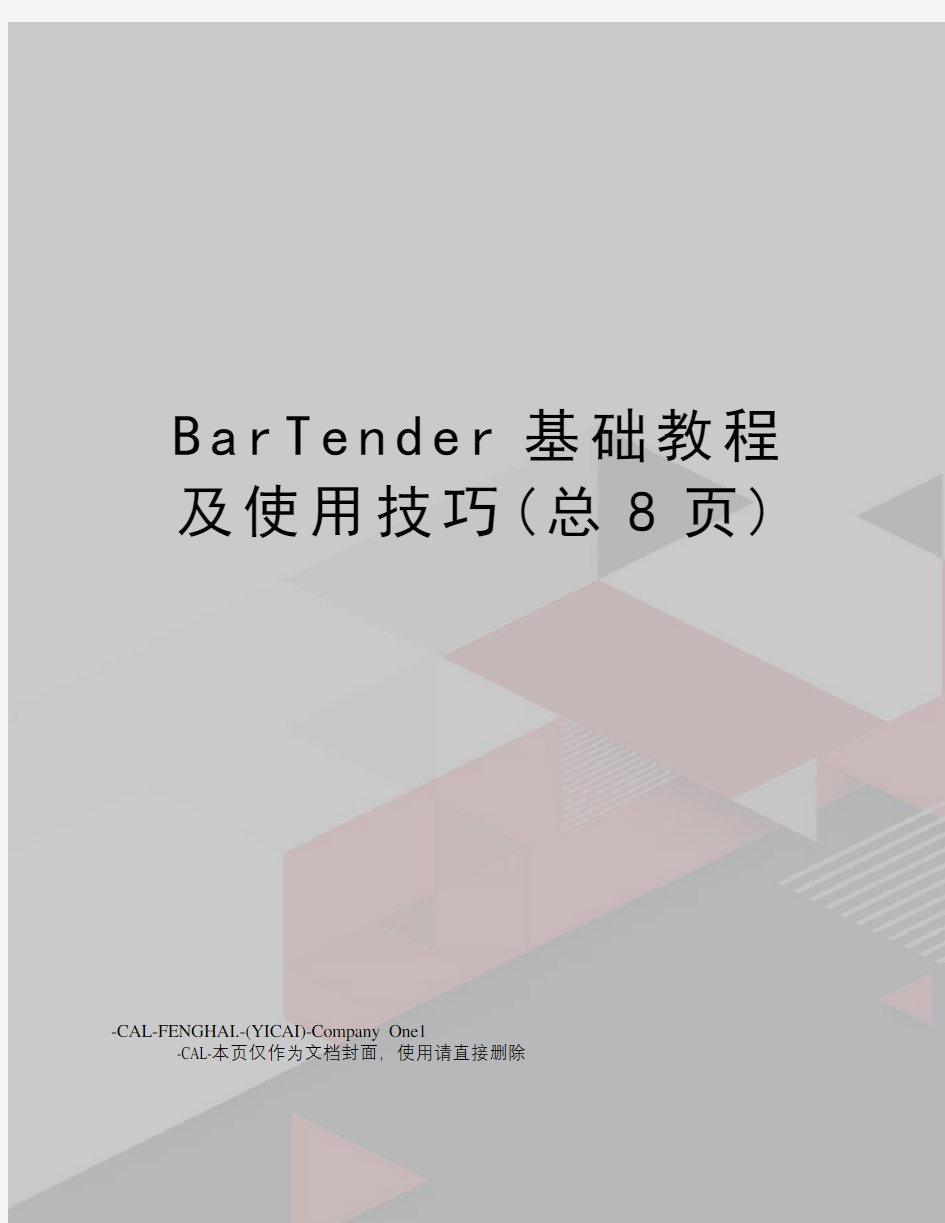 BarTender基础教程及使用技巧