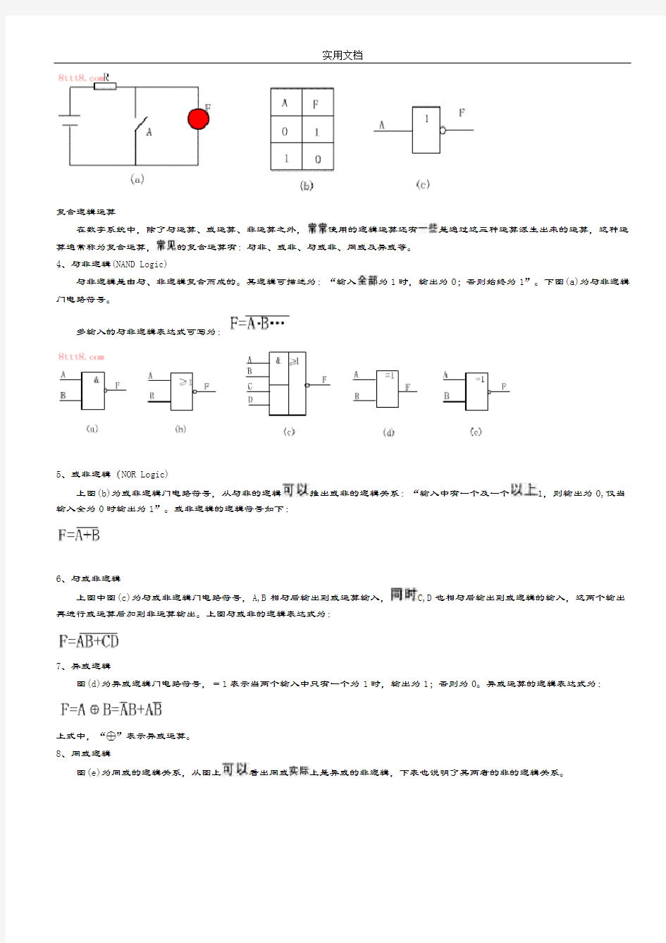 基本逻辑门电路运算 复习