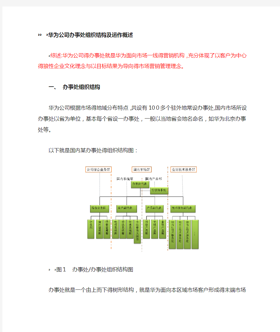 华为国内办事处组织结构及运作概述