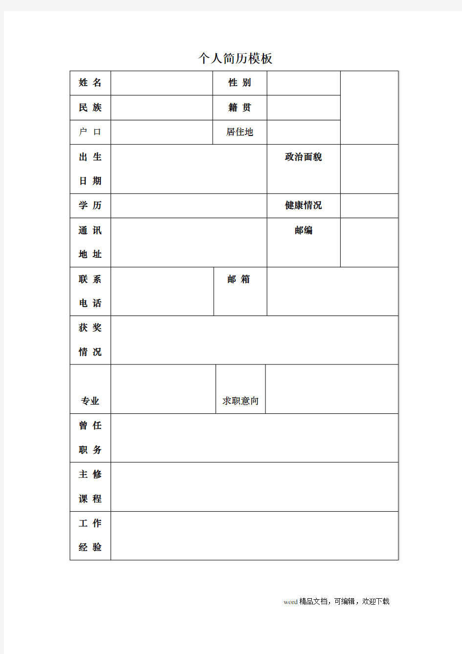 个人简历模板