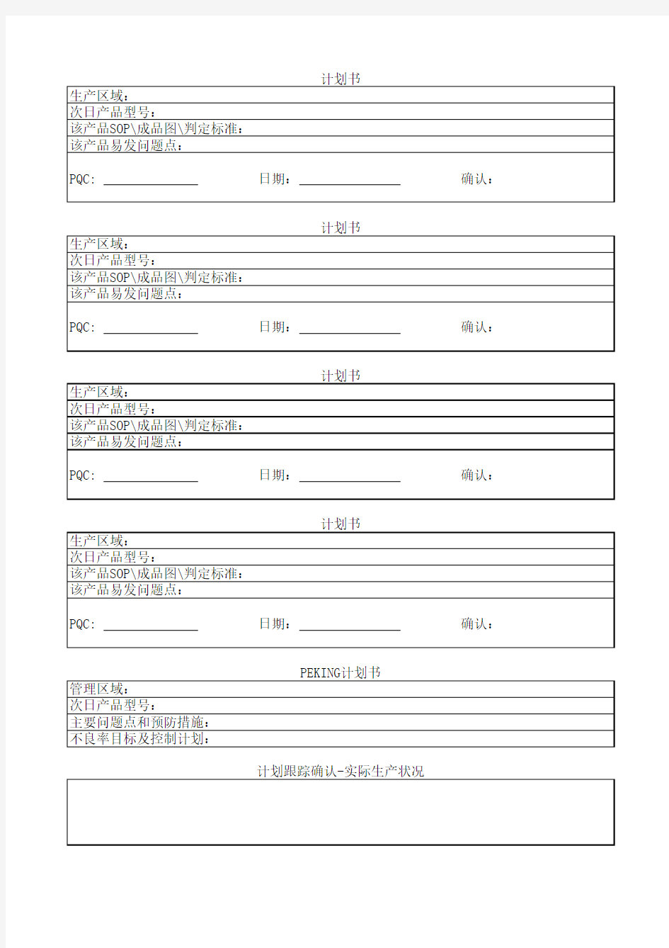 QC工作计划