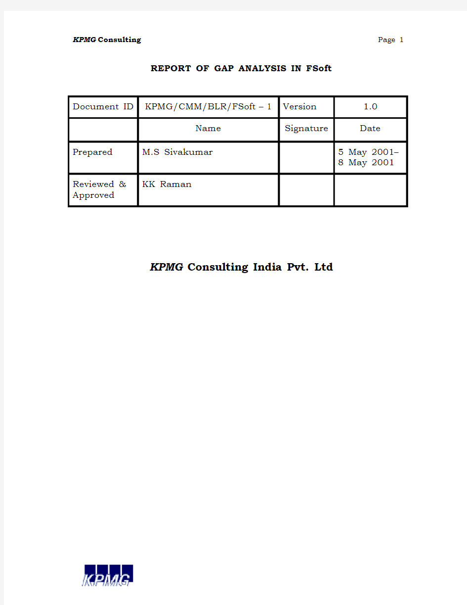 Consulting KPMG Gap Analysis Report - FSoft