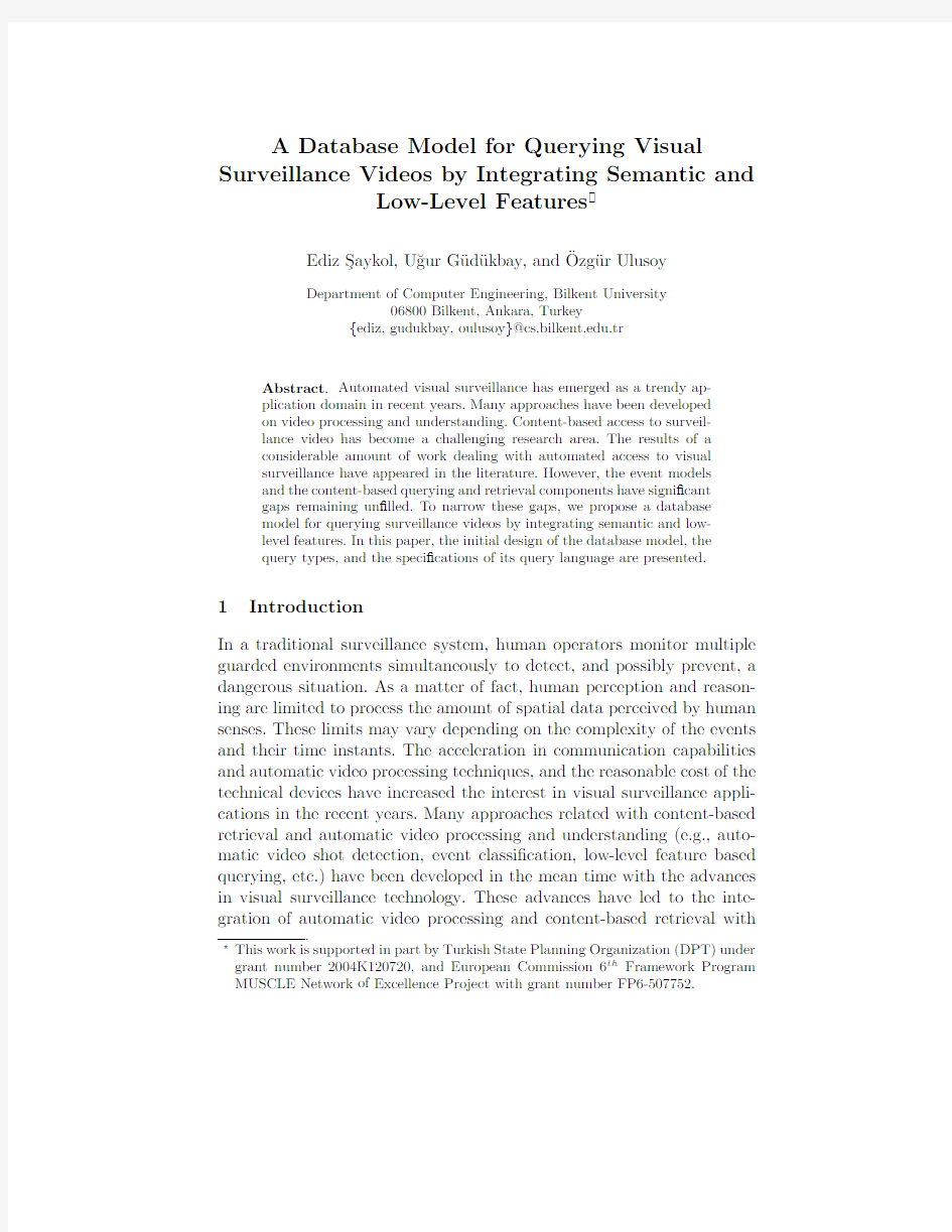 A Database Model for Querying Visual Surveillance Videos by Integrating Semantic and Low-Le