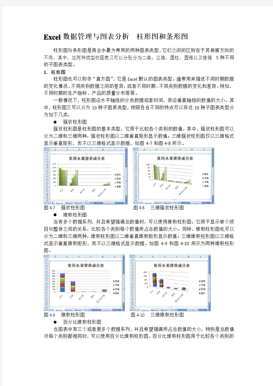 Excel数据管理与图表分析  柱形图和条形图