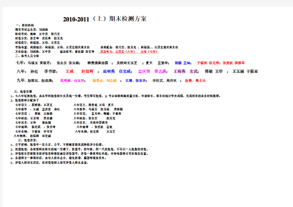 南杂木中学考试方案2013、12、27