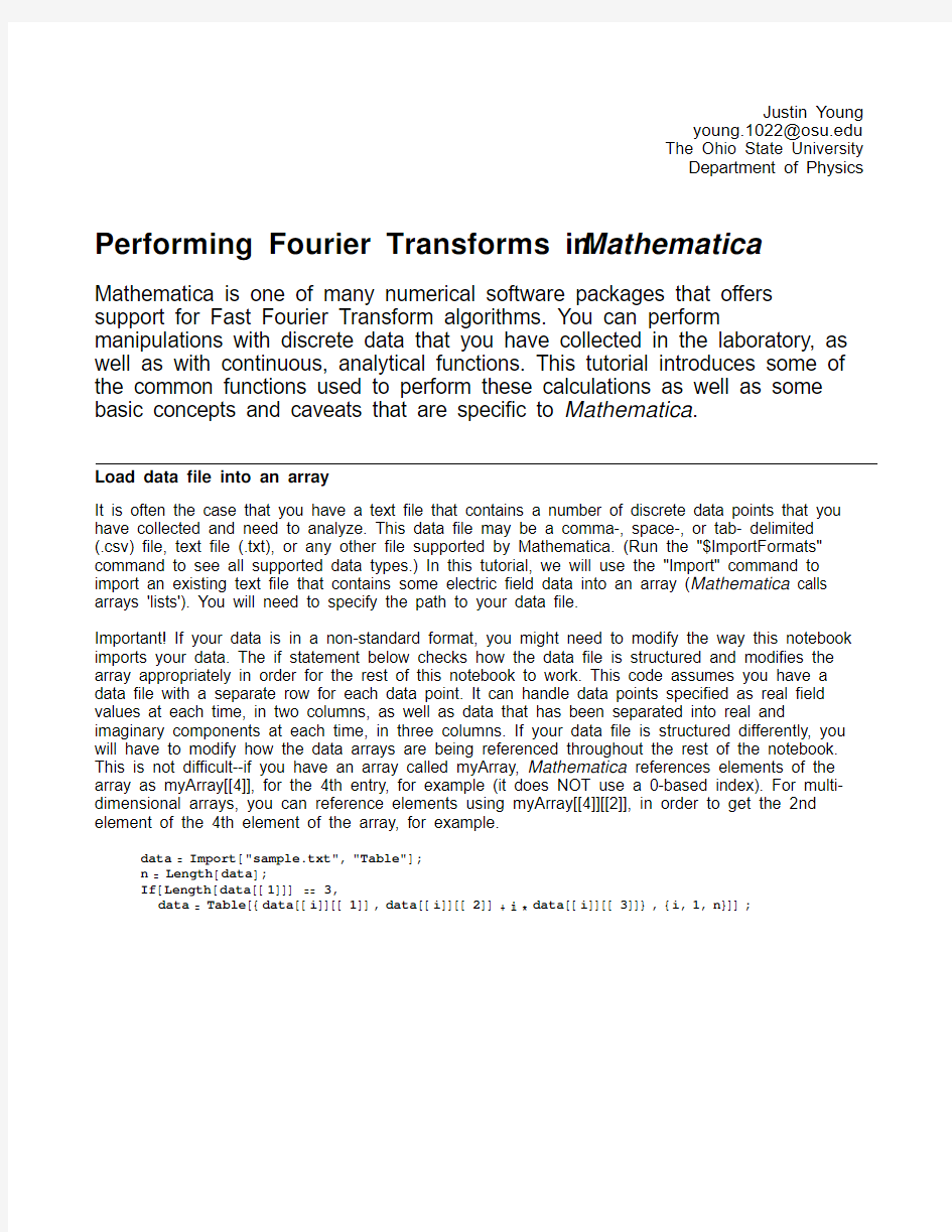 Performing Fourier Transforms in Mathematica