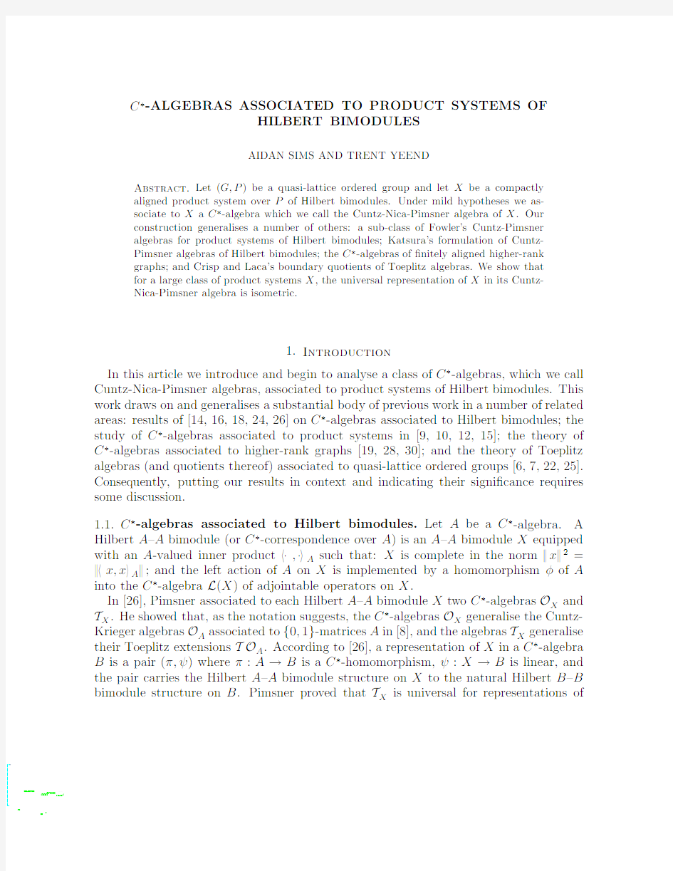 C-algebras associated to product systems of Hilbert bimodules