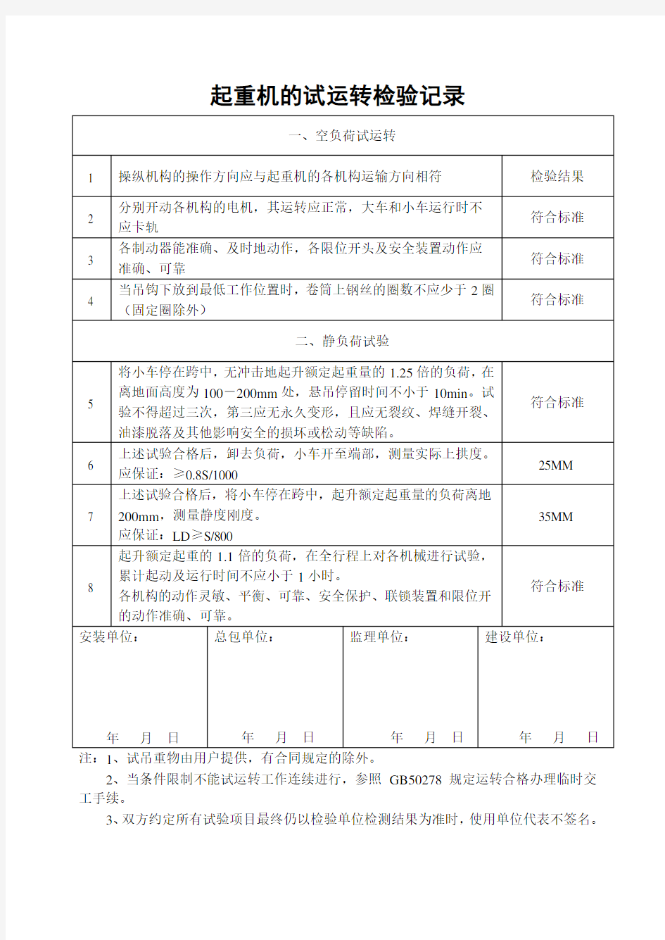 起重机验收标准