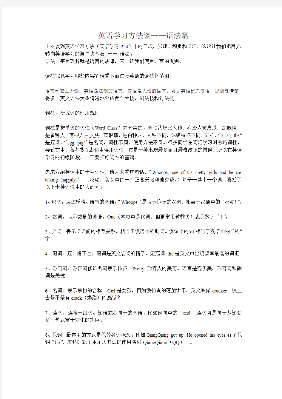 英语学习方法谈3——语法篇