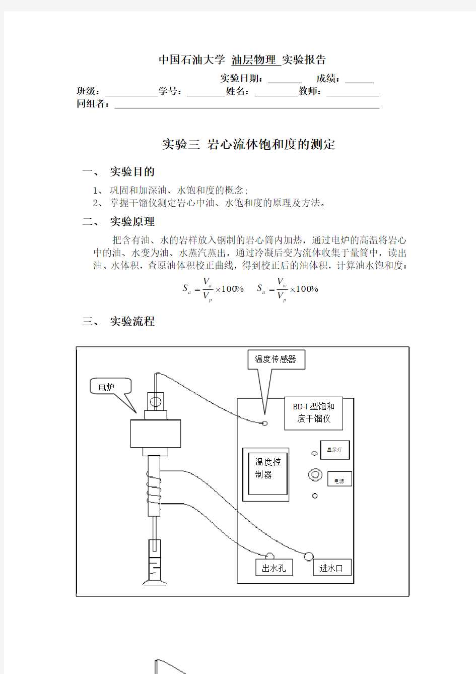 岩石流体饱和度的测定