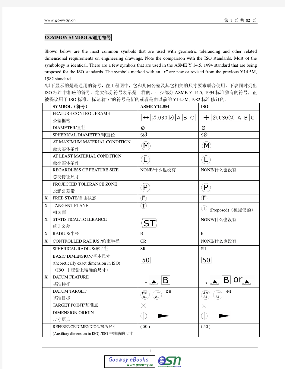 美国形位公差标注规定及意义(中英文对照)