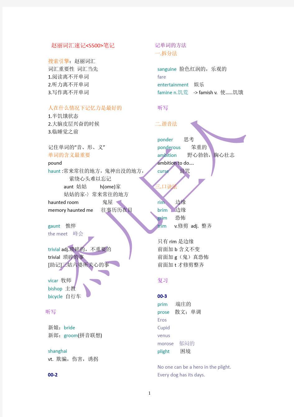 新东方赵丽词汇5500--笔记