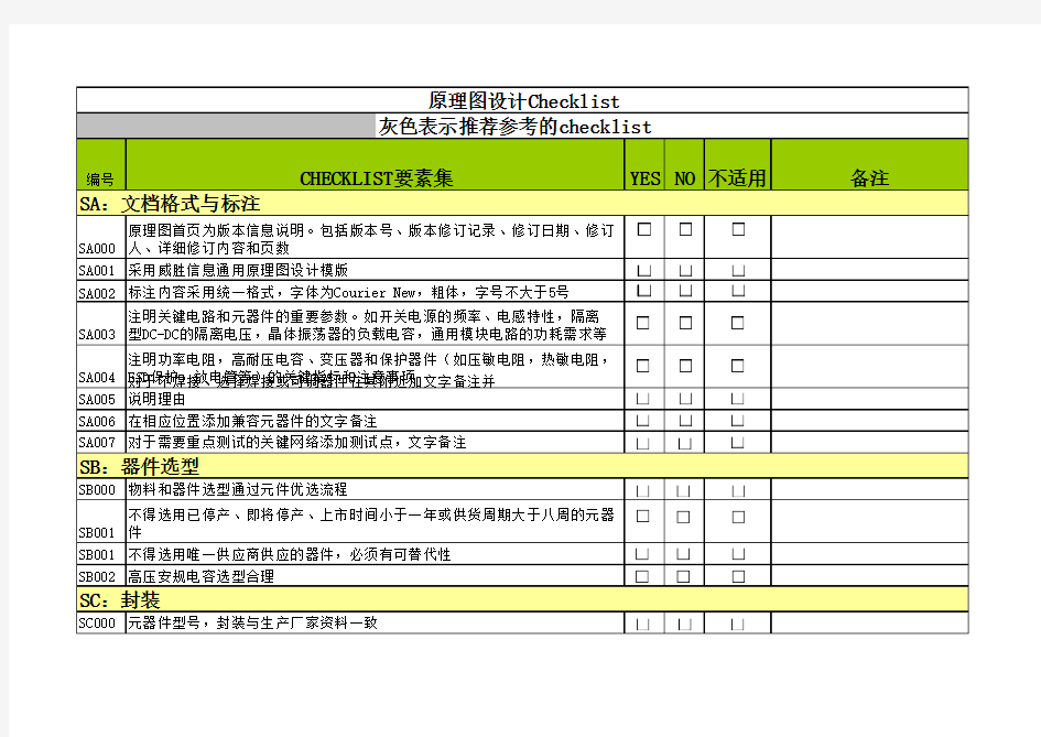 硬件设计checklist