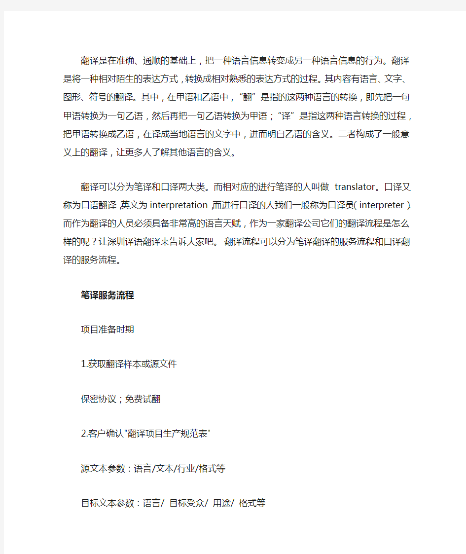 翻译行业的服务流程