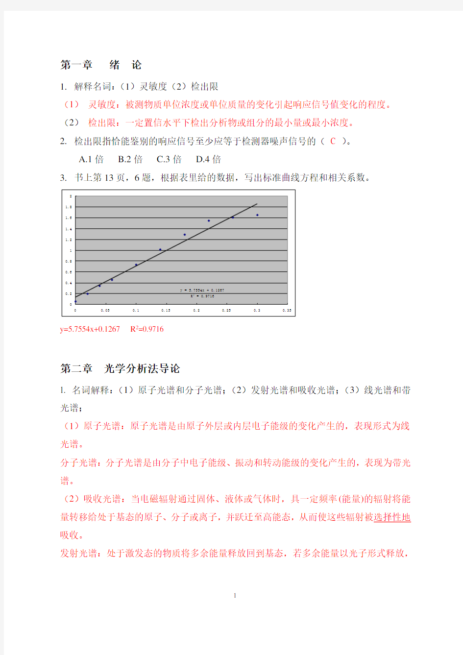 仪器分析知识点复习