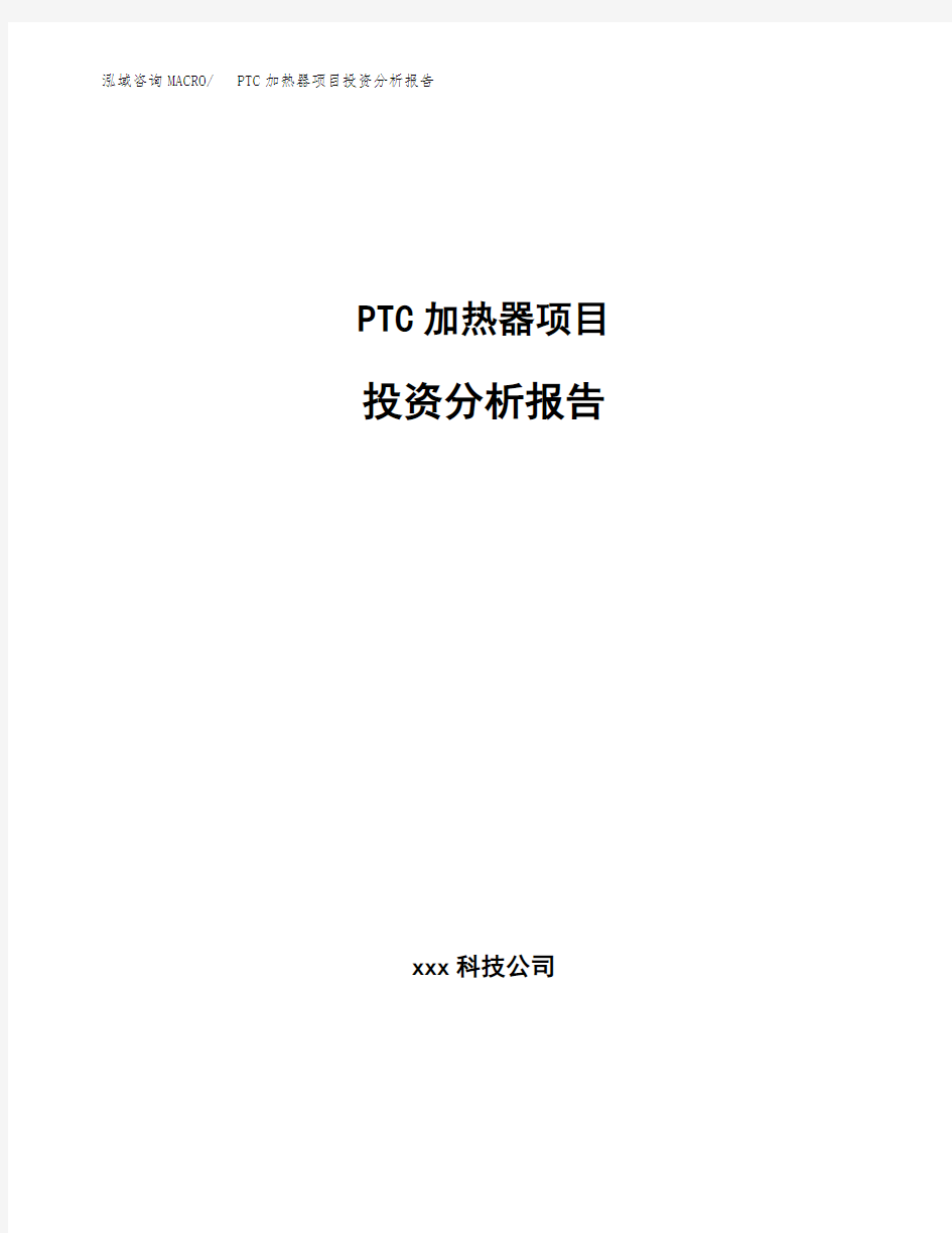PTC加热器项目投资分析报告