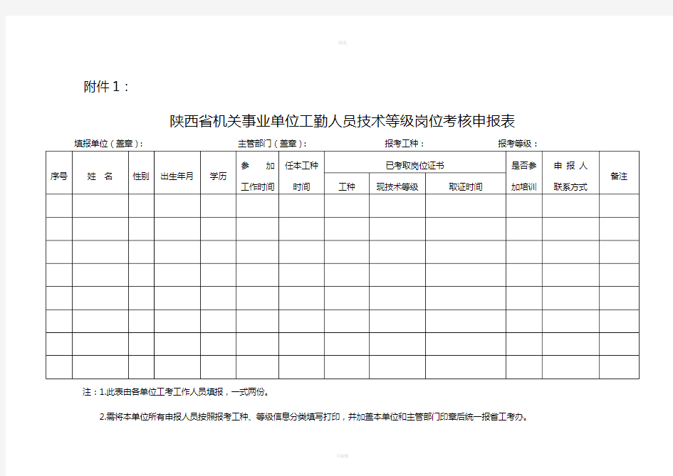 事业单位工勤人员技术等级岗位考核