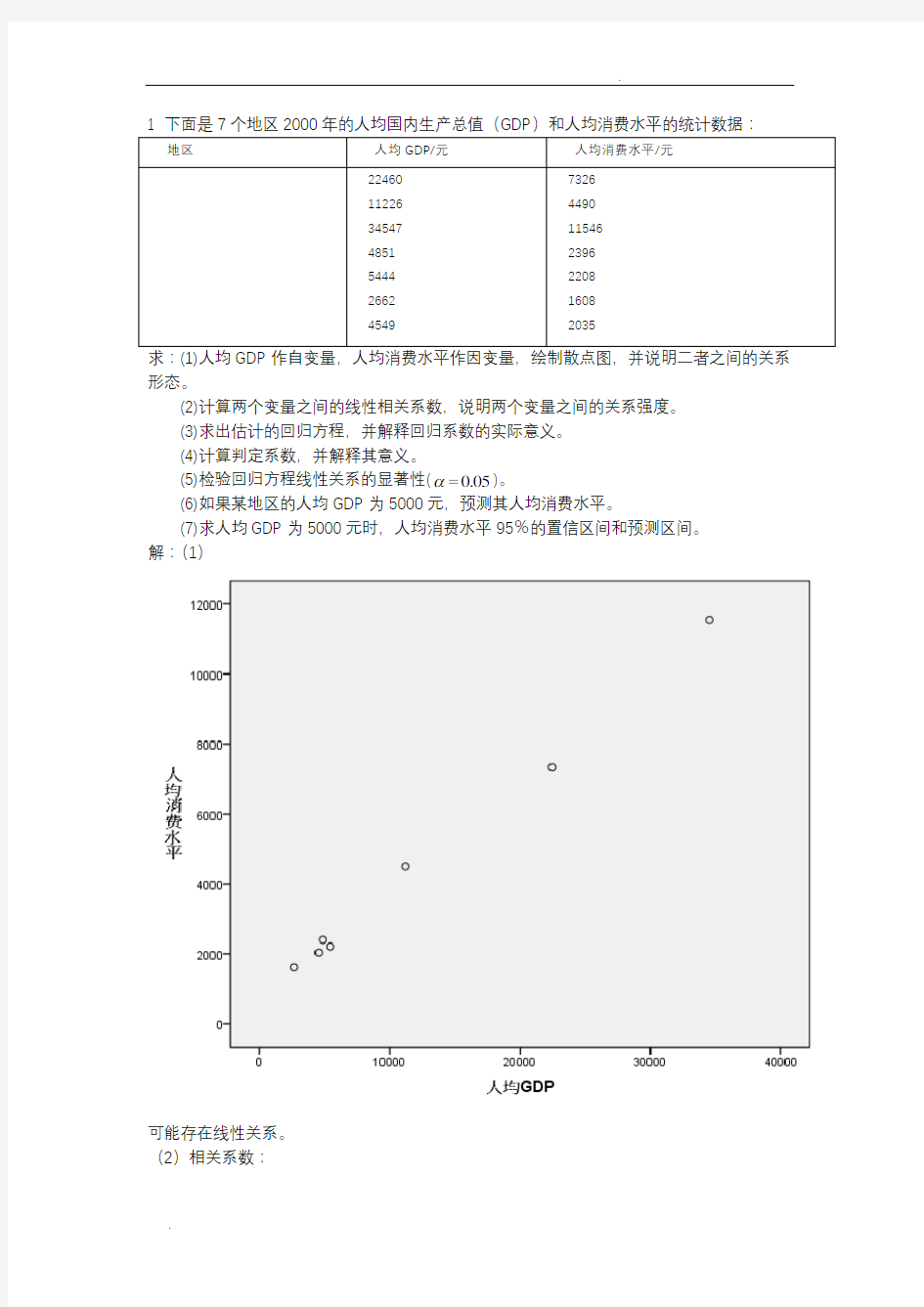 回归分析练习题及参考答案