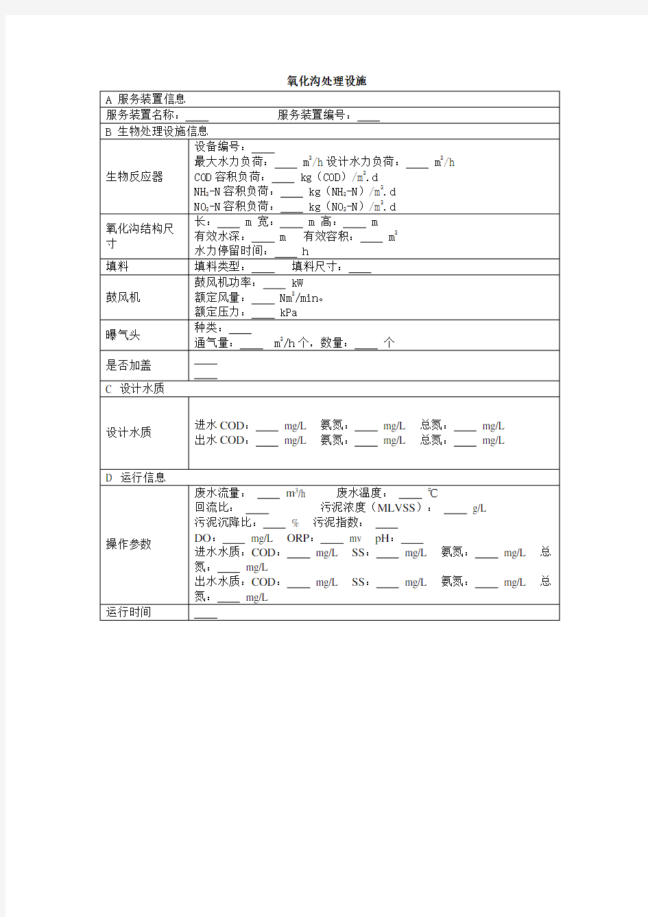 氧化沟法模板