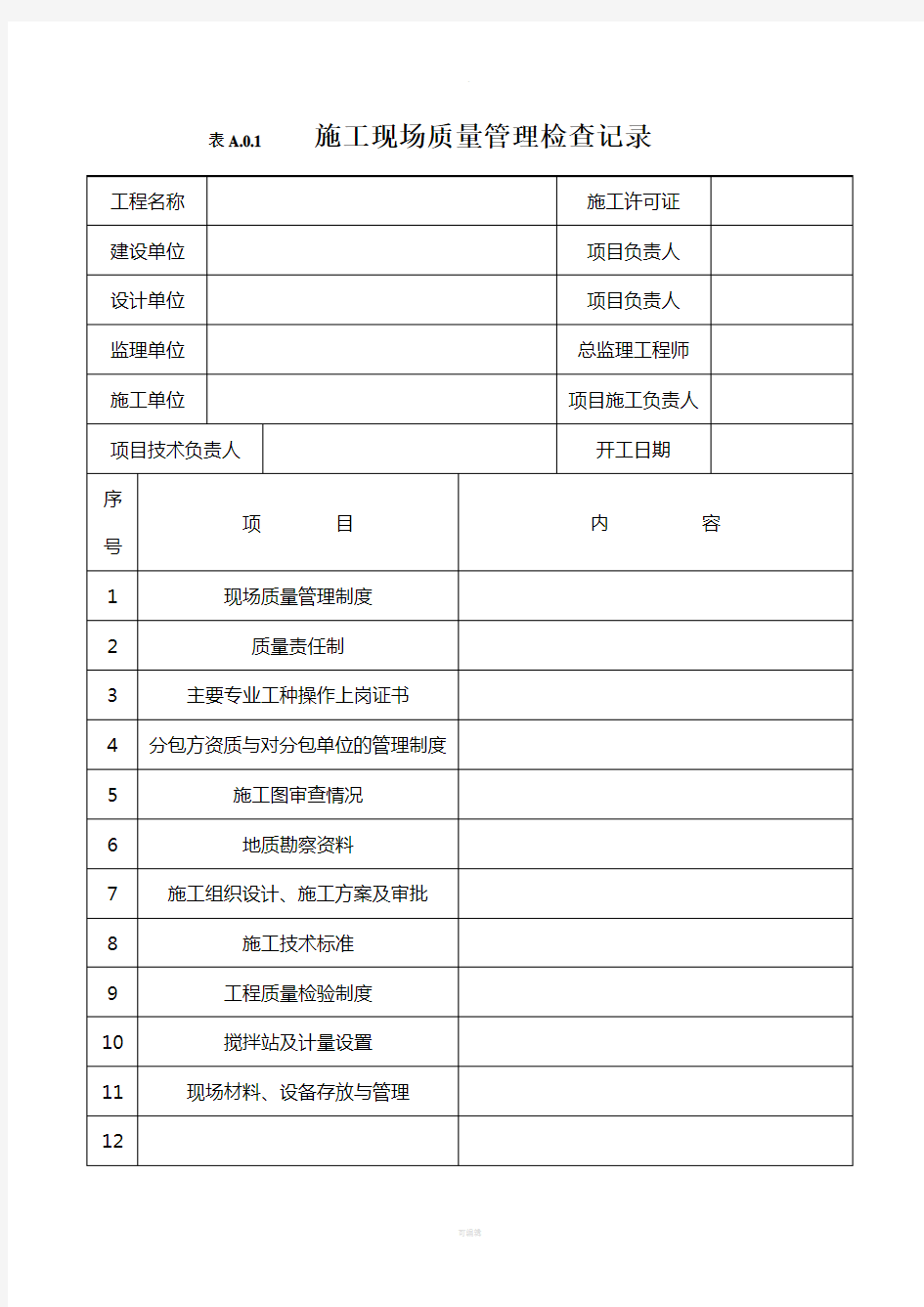 市政道路工程表格(最新)