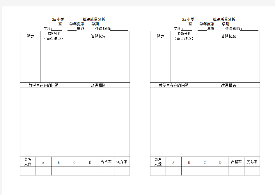 小学试卷分析表格