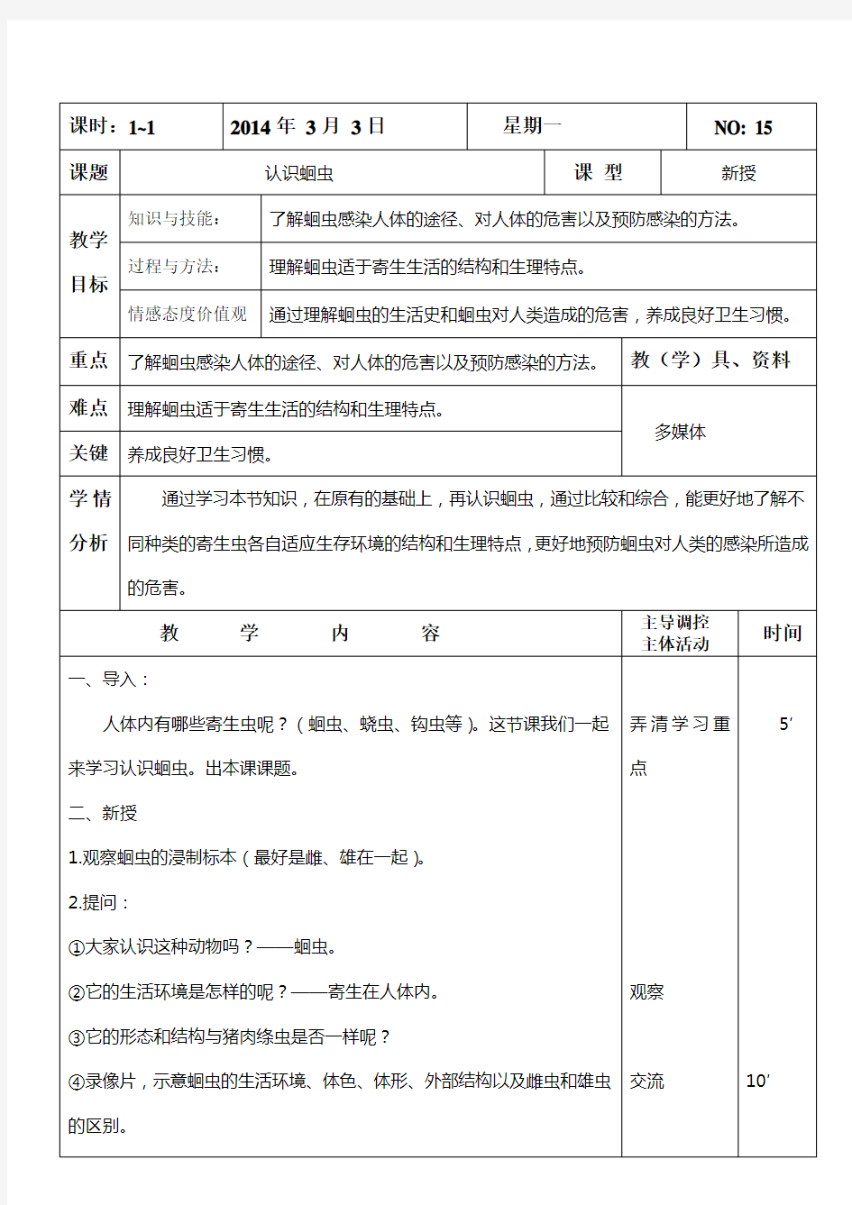 1认识蛔虫 健康教育