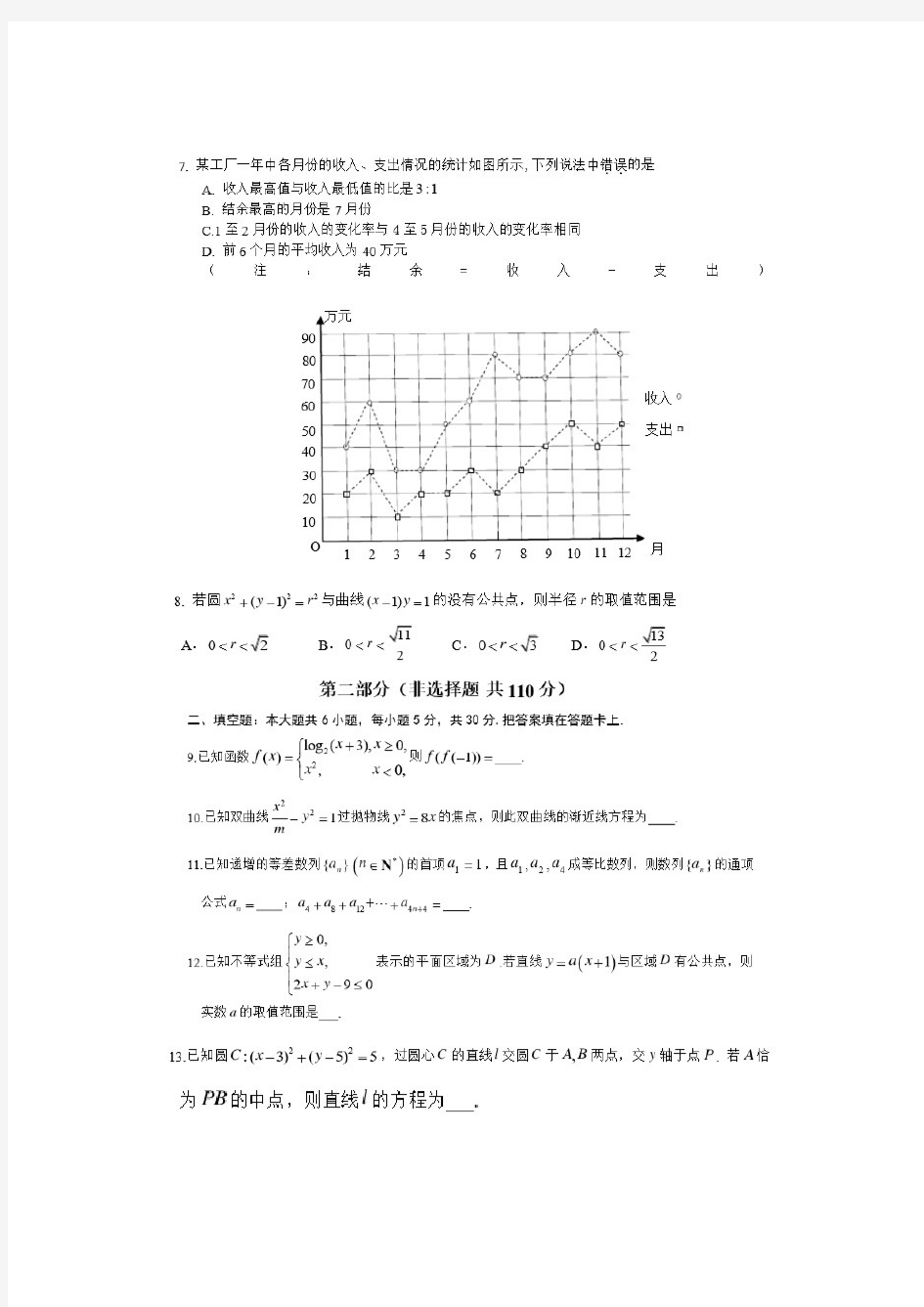 2016年北京朝阳区高三数学一模文科