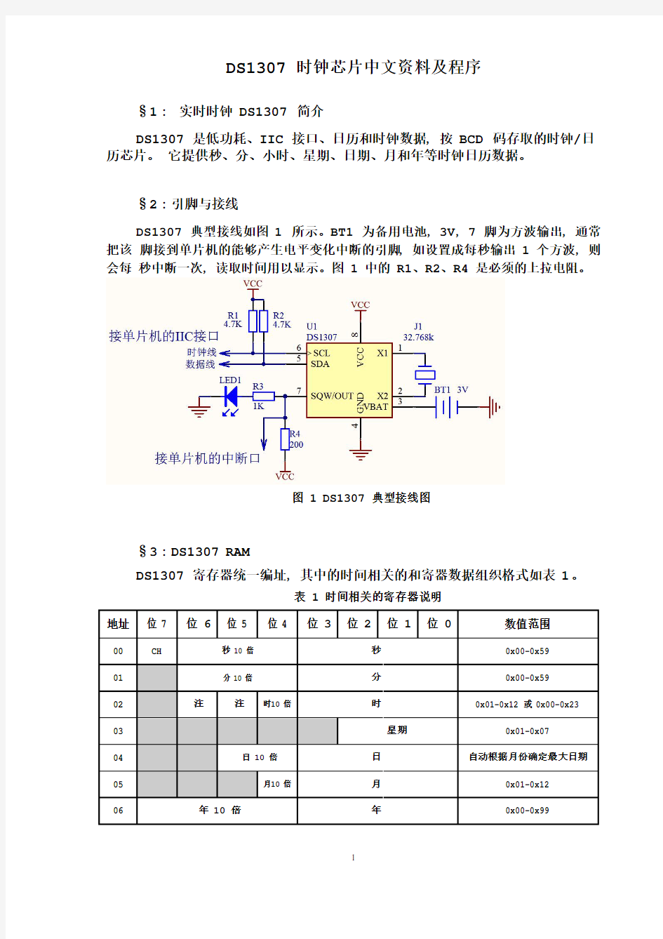 DS1307中文说明(含程序)