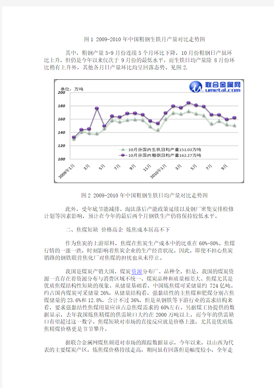 2010年中国焦炭市场分析