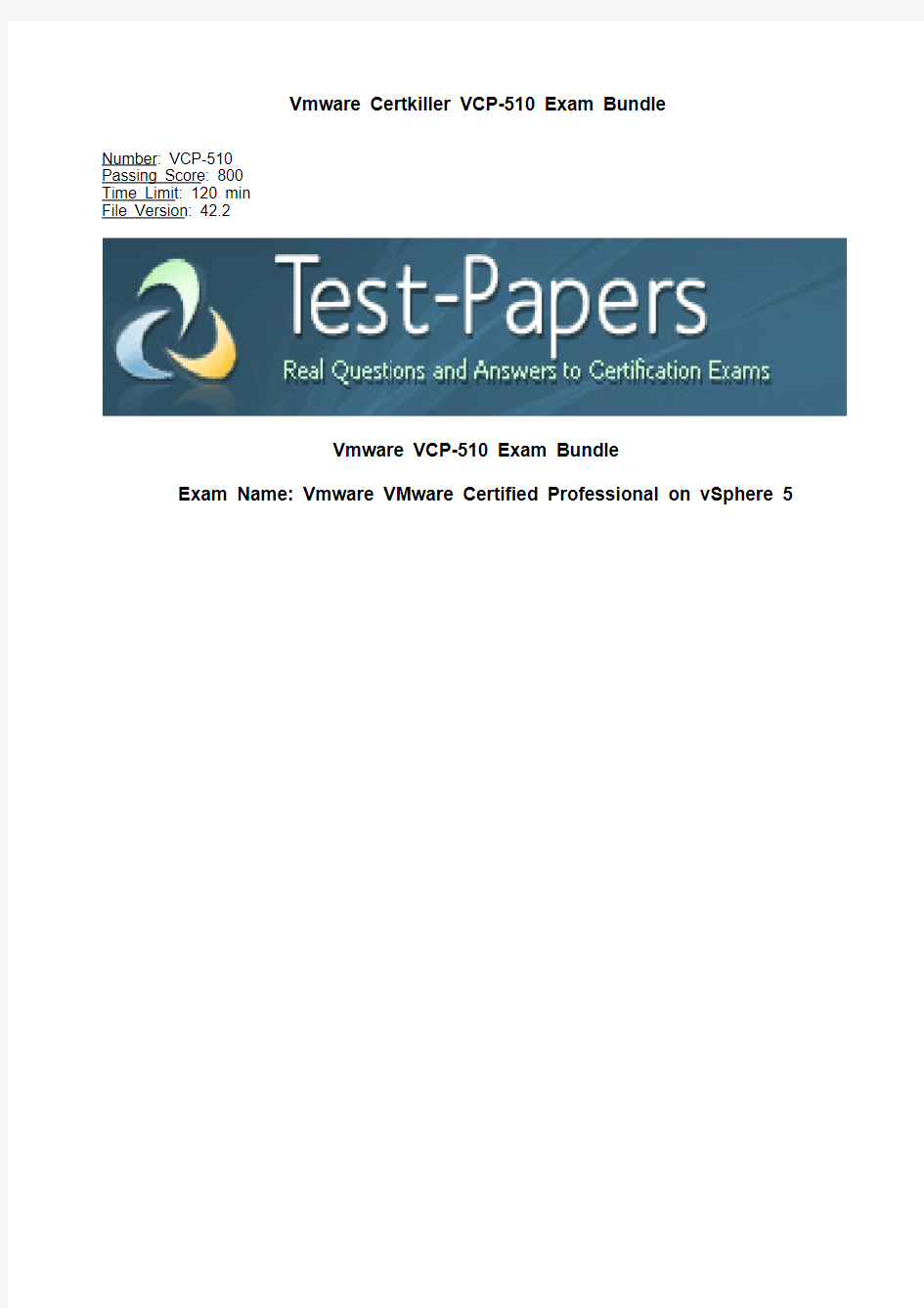 510题库VMware.Test-Papers.VCP-510.v2014-05-15.by.Annetta