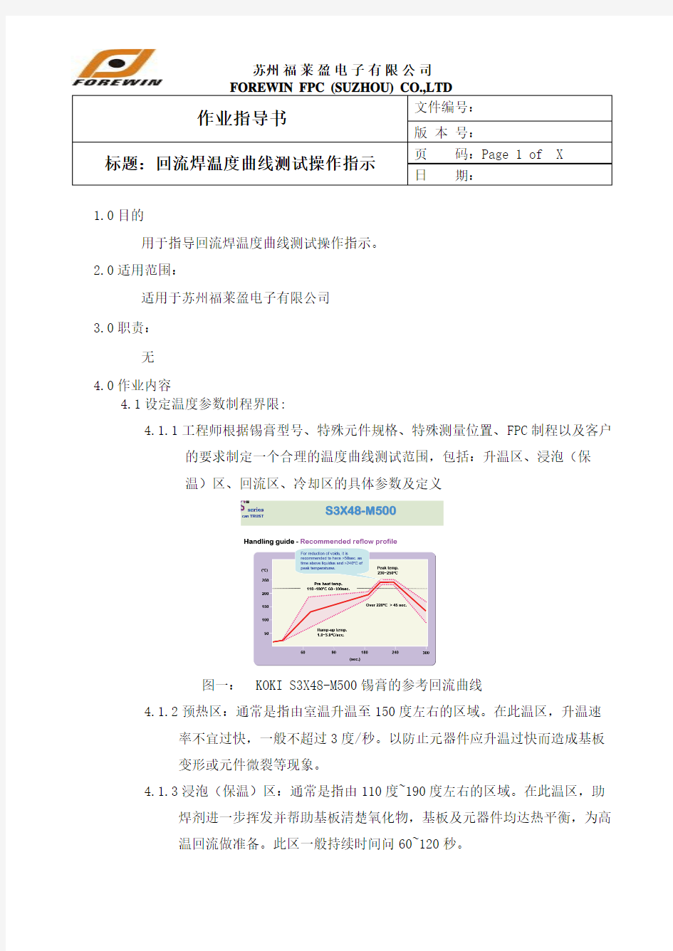 回流焊温度曲线测试操作指示