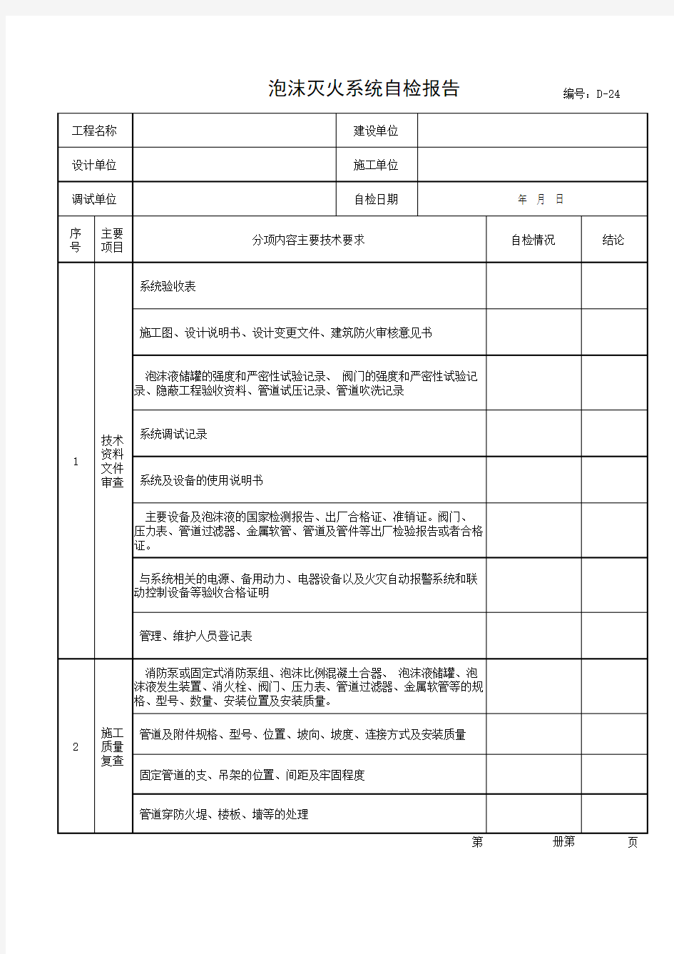 泡沫灭火系统自检报告