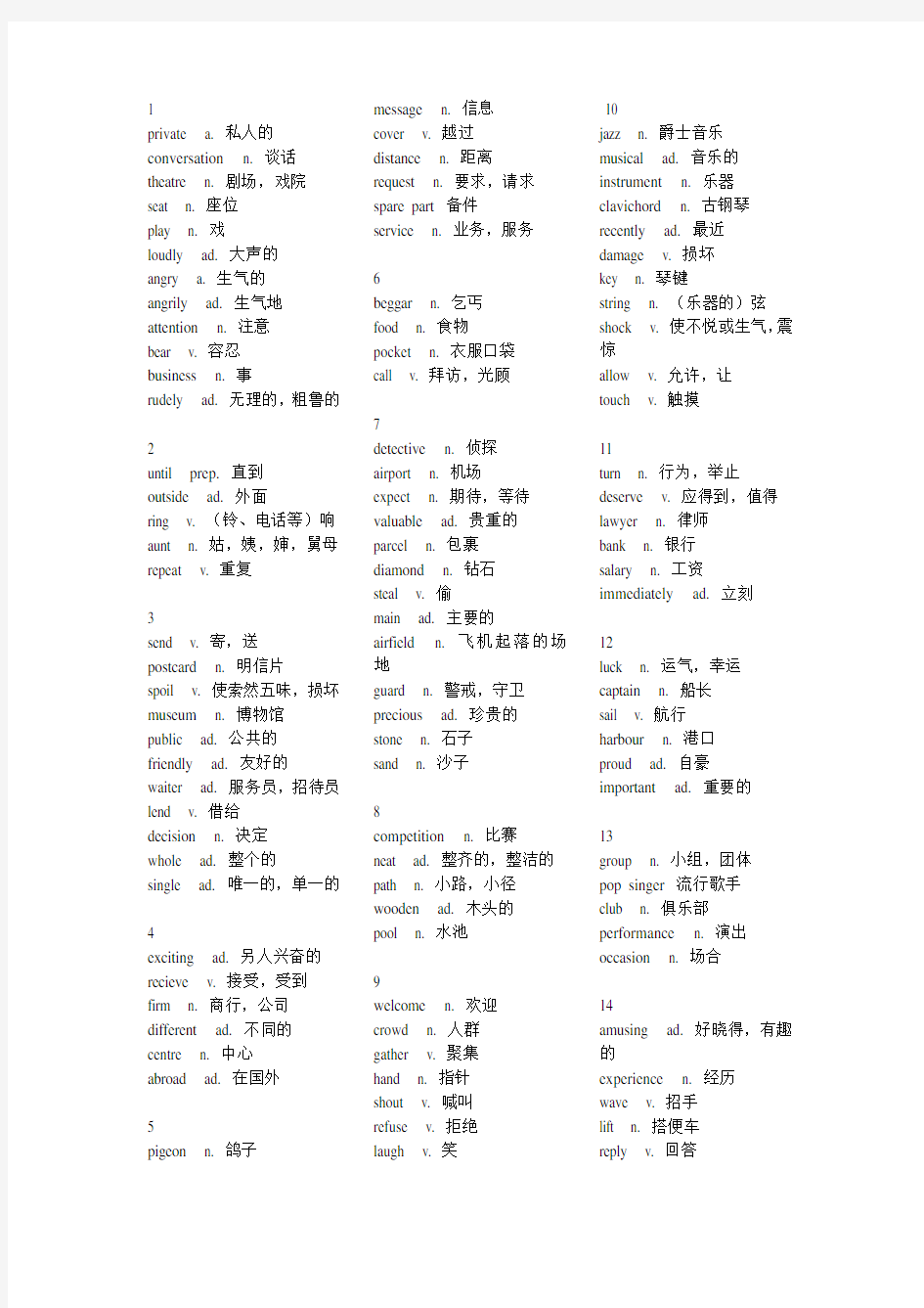 新概念英语第二册词汇表