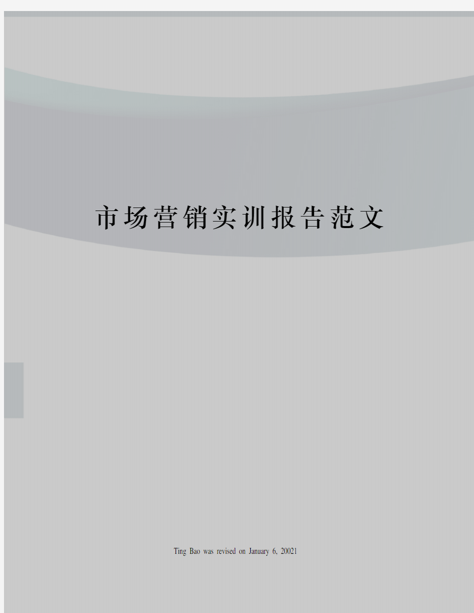 市场营销实训报告范文