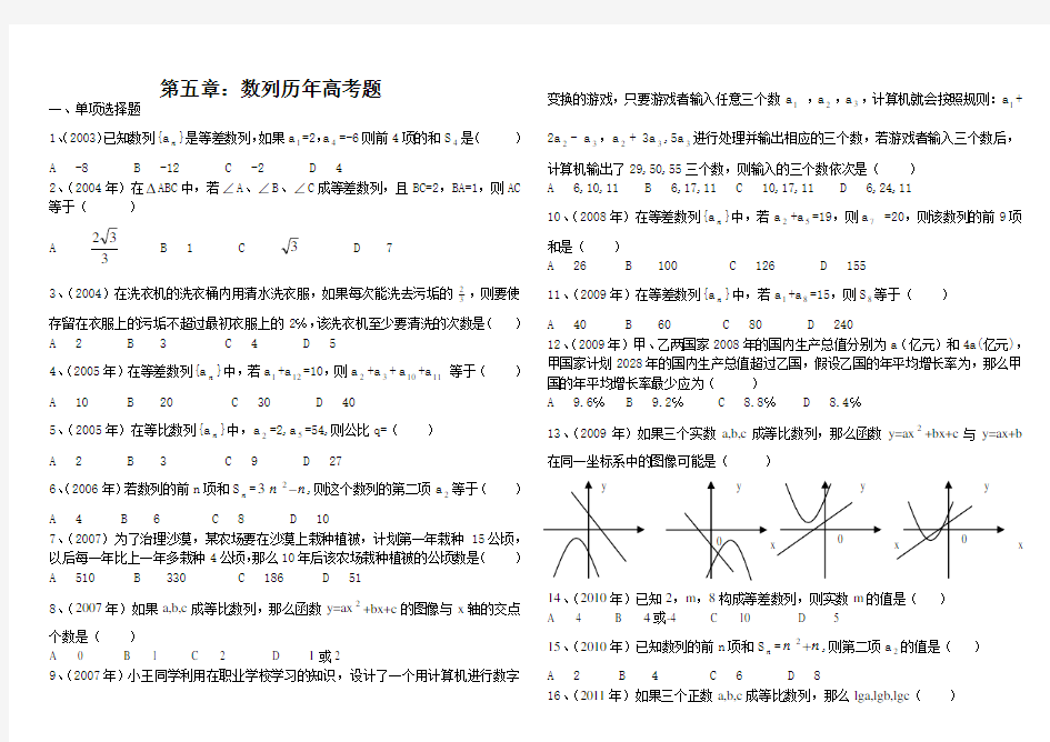 春季高考数学数列历年真题