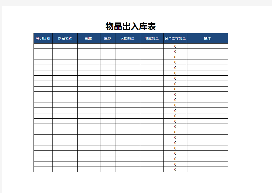 Excel表格通用模板：实用出入库表(自动计算)