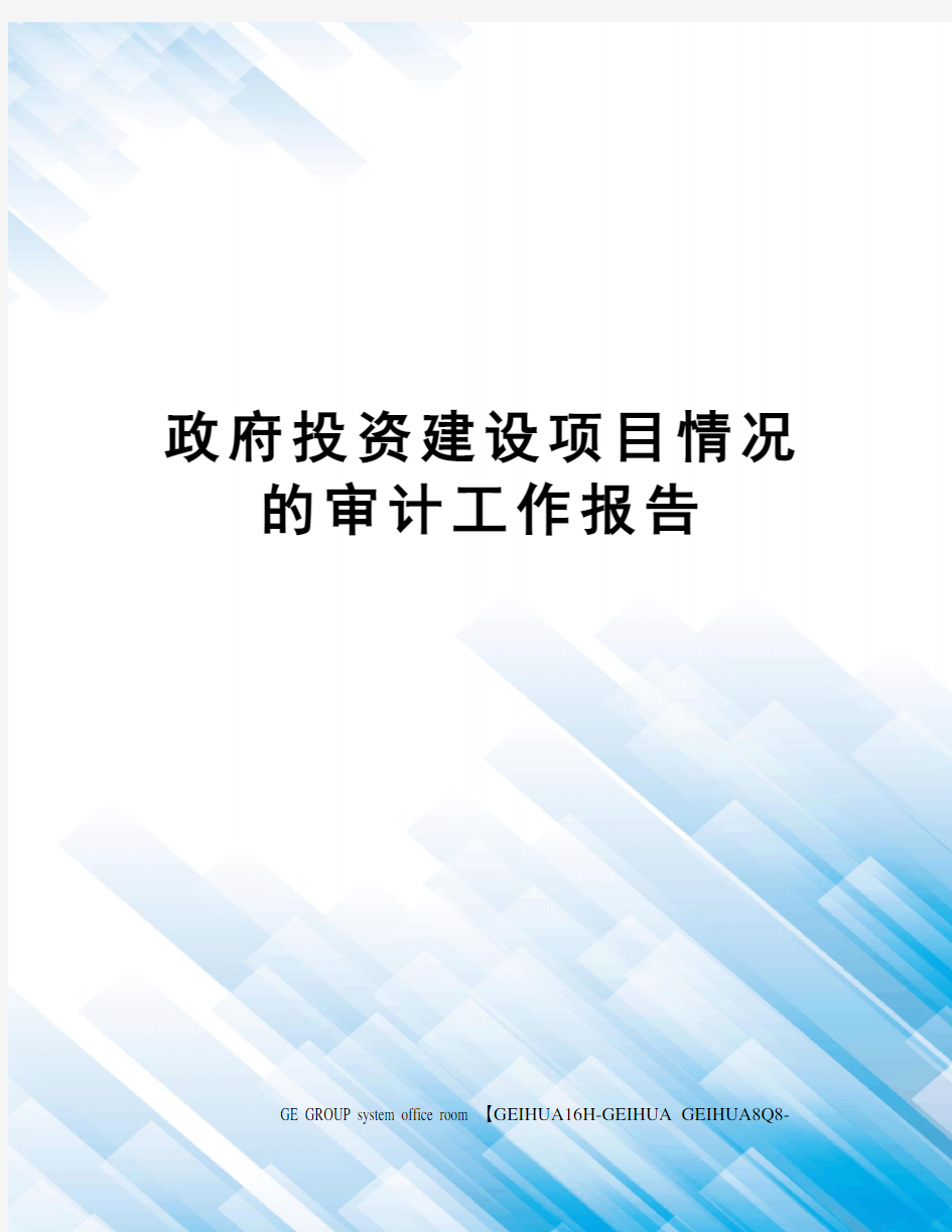 政府投资建设项目情况的审计工作报告精编版