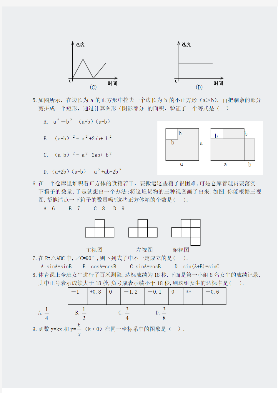 奥数-2006年广东省初中数学竞赛初赛试卷(含答案)-