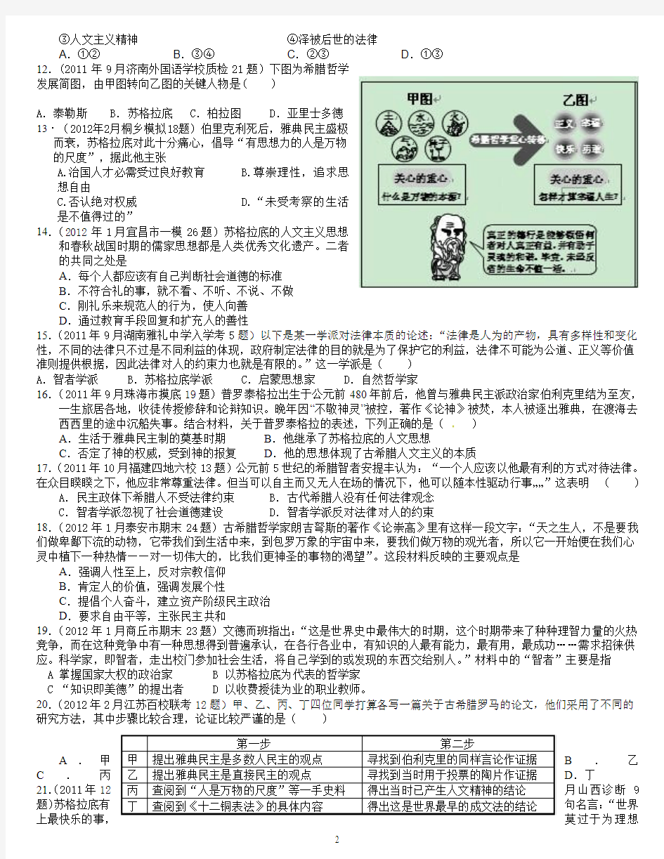 高考历史(必修三专题六)1人是万物的尺度