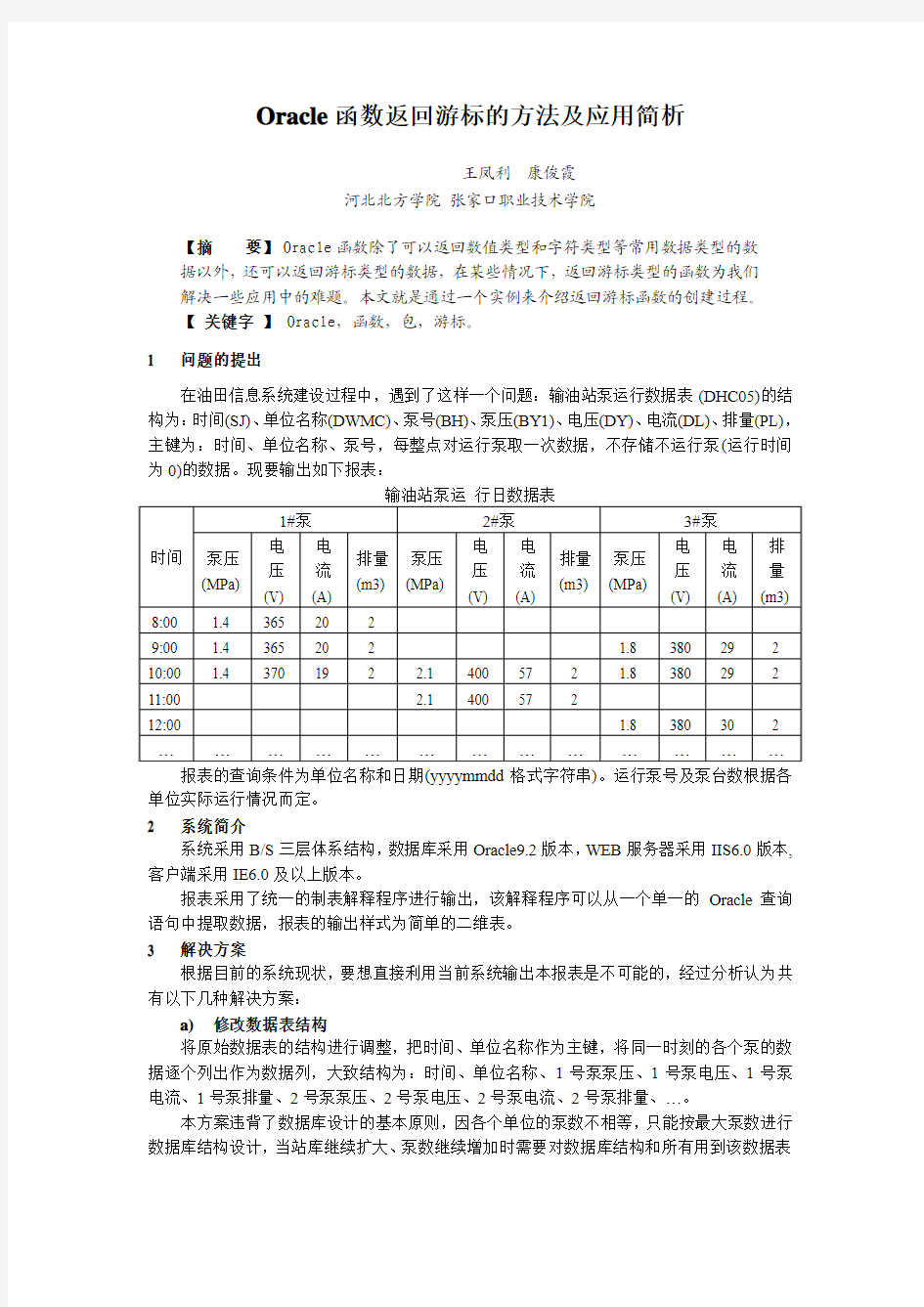 Oracle 函数返回游标的方法及应用