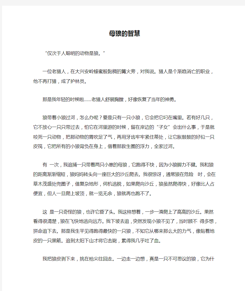 母狼的智慧阅读答案