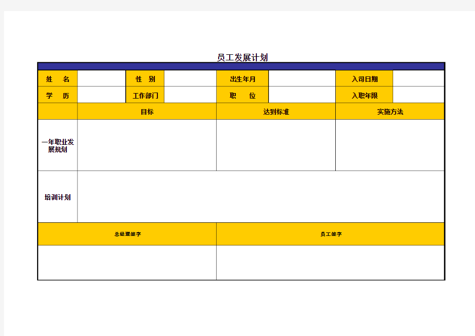 员工个人发展计划模板